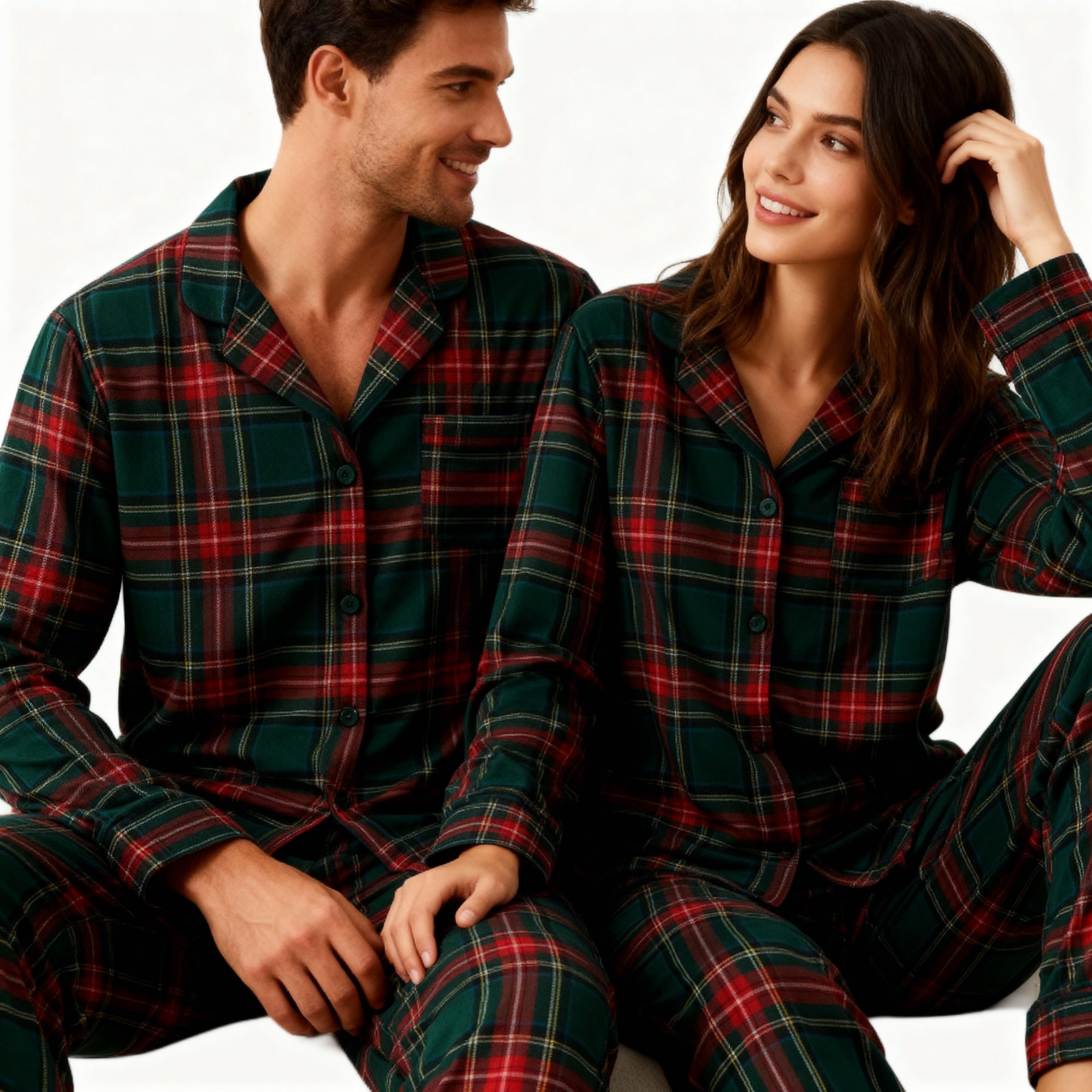 Family Plaid Button-Front Pajamas Sets