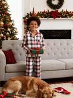 Holiday Family Red Plaid Button-Front Matching Pajamas Set