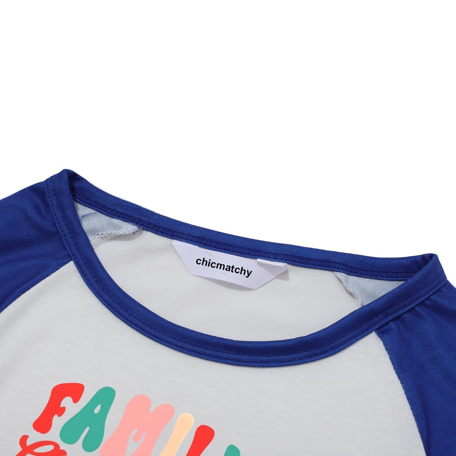 Christmas ' Family Christmas 2024' Letter Print Patterned Casual Long Sleeve Sweatshirts Blue Sleeve Contrast Tops and Blue Plaid Pants Family Matching Pajamas Sets With Dog Bandan