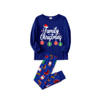 Family Christmas 2026 Pajamas Set - Blue Top / Santa Print Pants