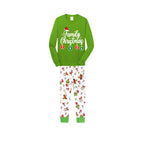 Family Christmas 2026 Pajamas Set - Green Top / Cartoon Print Pants