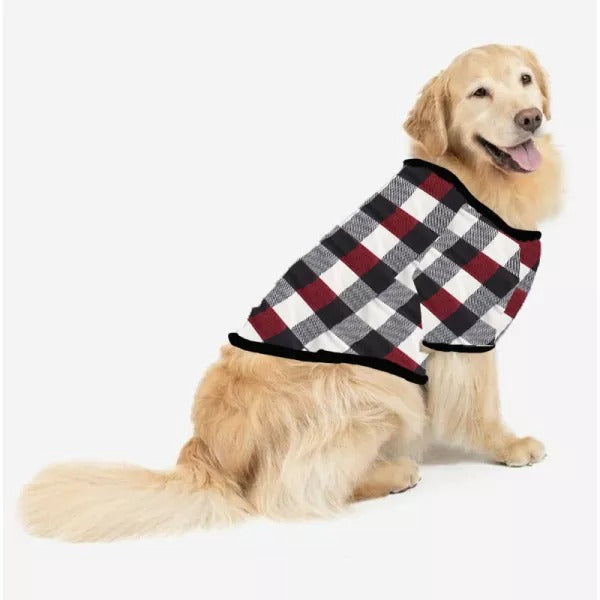 "We are Family2026" Santa Hat Monogram Print Letter Red & Black & Grey & White Plaid Family Matching Pajamas