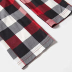 "FAMILY 2026 CHRISTMAS  MAKING MEMORIES TOGETHER " Text And Santa Hat Printed Pattern- Black Top with Red&Black&White Plaid Sleeves - Family Matching Pajamas