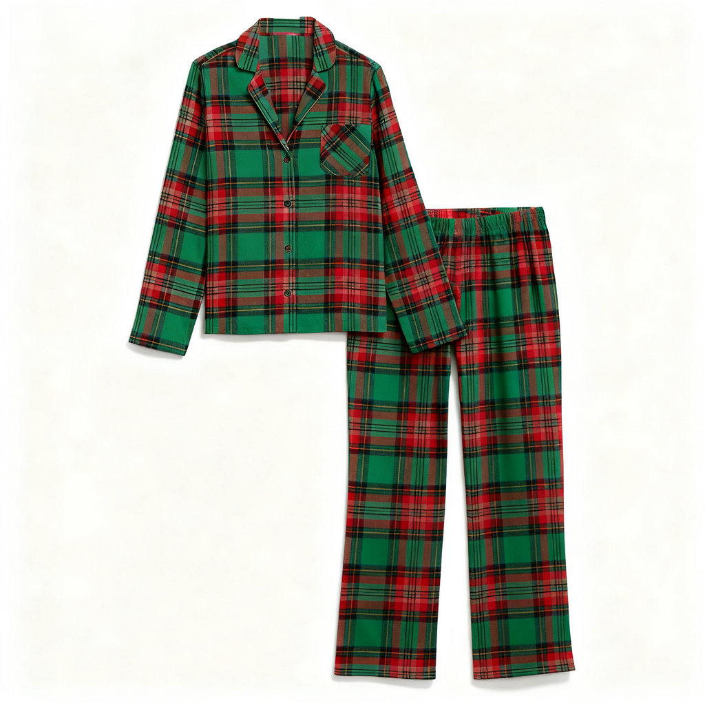 Family Green Plaid Pajamas Set