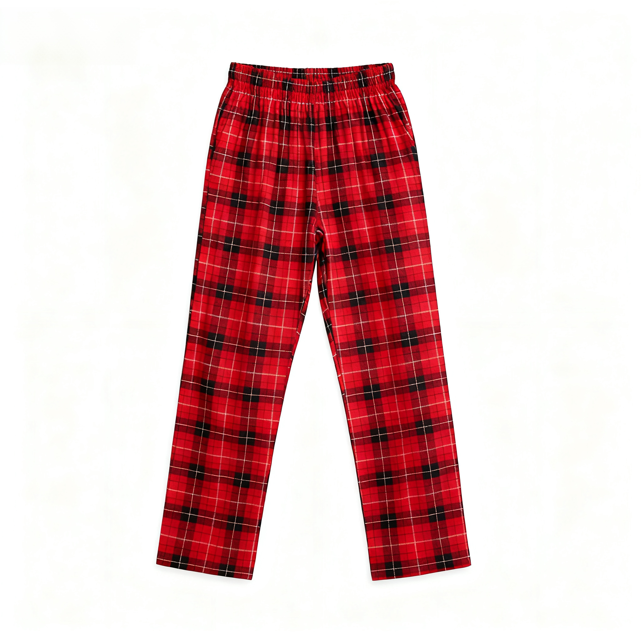 Christmas Family Matching Red Plaid Button Up Long-sleeve Pajamas Sets With Dog