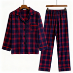 Holiday Family Button-down Christmas Blue and Red Plaid Pajamas Set