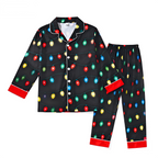 Holiday Family Button-down Satin Christmas Pajamas Set