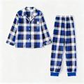 Holiday Couple Button-down Christmas Blue and White Plaid Pajamas Set
