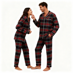 Christmas Red Plaid Button-Front Family Pajamas Sets