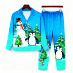 Festive Button-Up Couple Christmas Pajamas Set