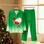 Gradient Color Button-Up Couple Christmas Pajamas Set