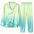 Gradient Color Satin Button-Up Couple Christmas Pajamas Set