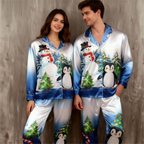 Joyful & Coordinated Satin Family Christmas Pajamas Set