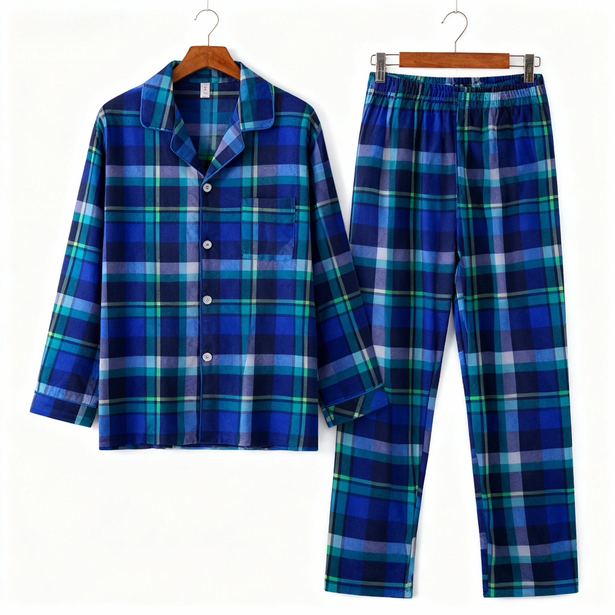 Matching Holiday Plaid Button-Up PJ Sets for Sweet Couple