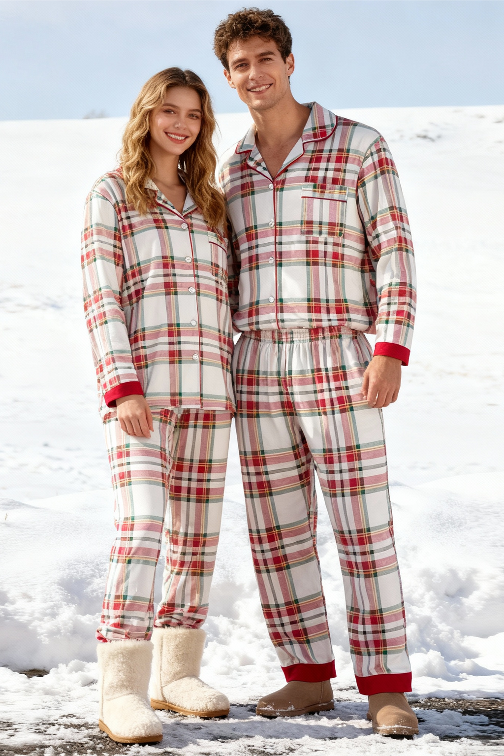 Christmas Plaid Family Pajama Set - Button Front