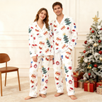 Christmas Collar Button-Up Pajama Set for Family