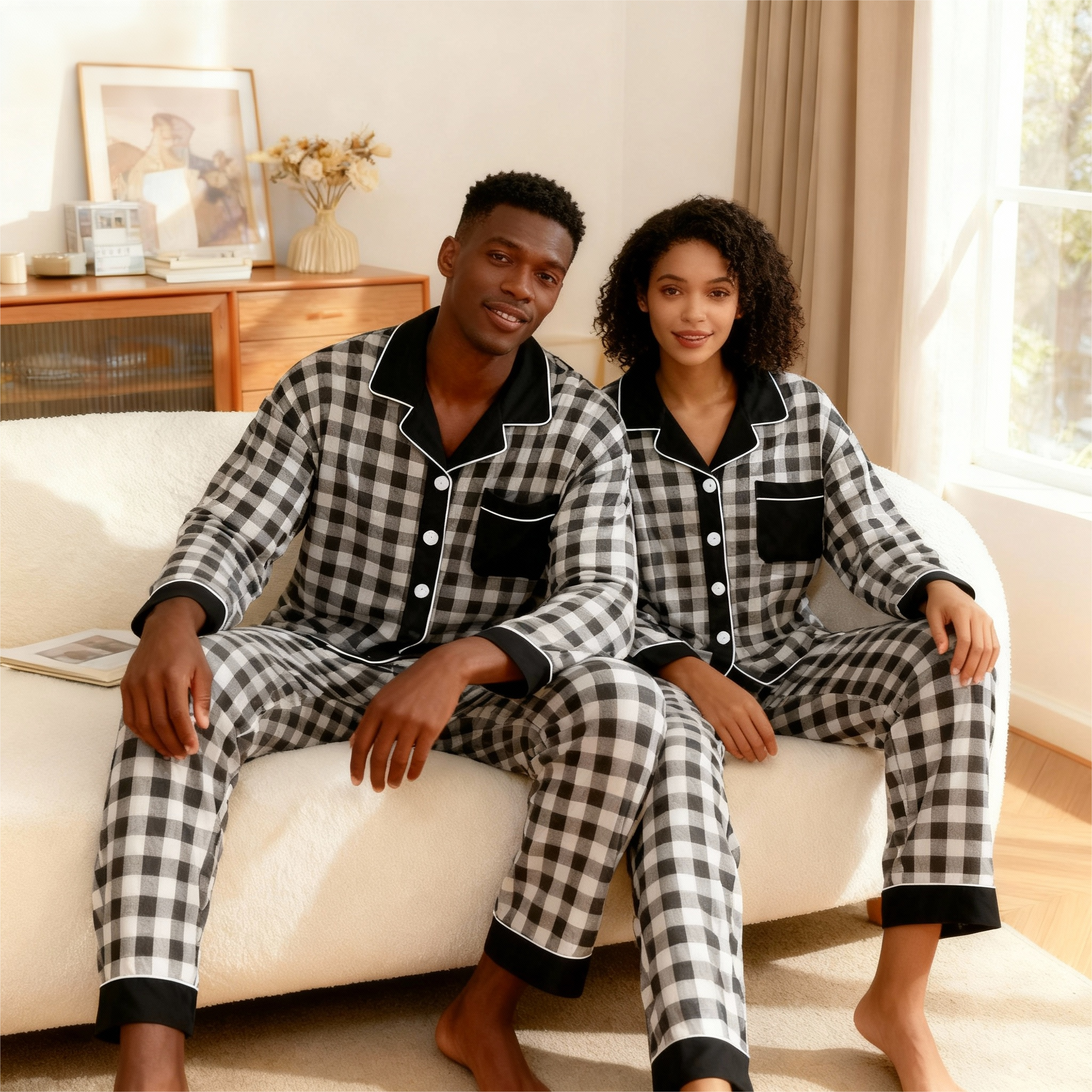 Family Button-Up Plaid Pajamas Set
