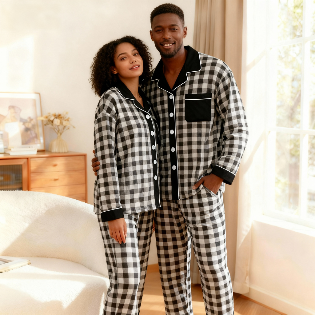 Family Button-Up Plaid Pajamas Set