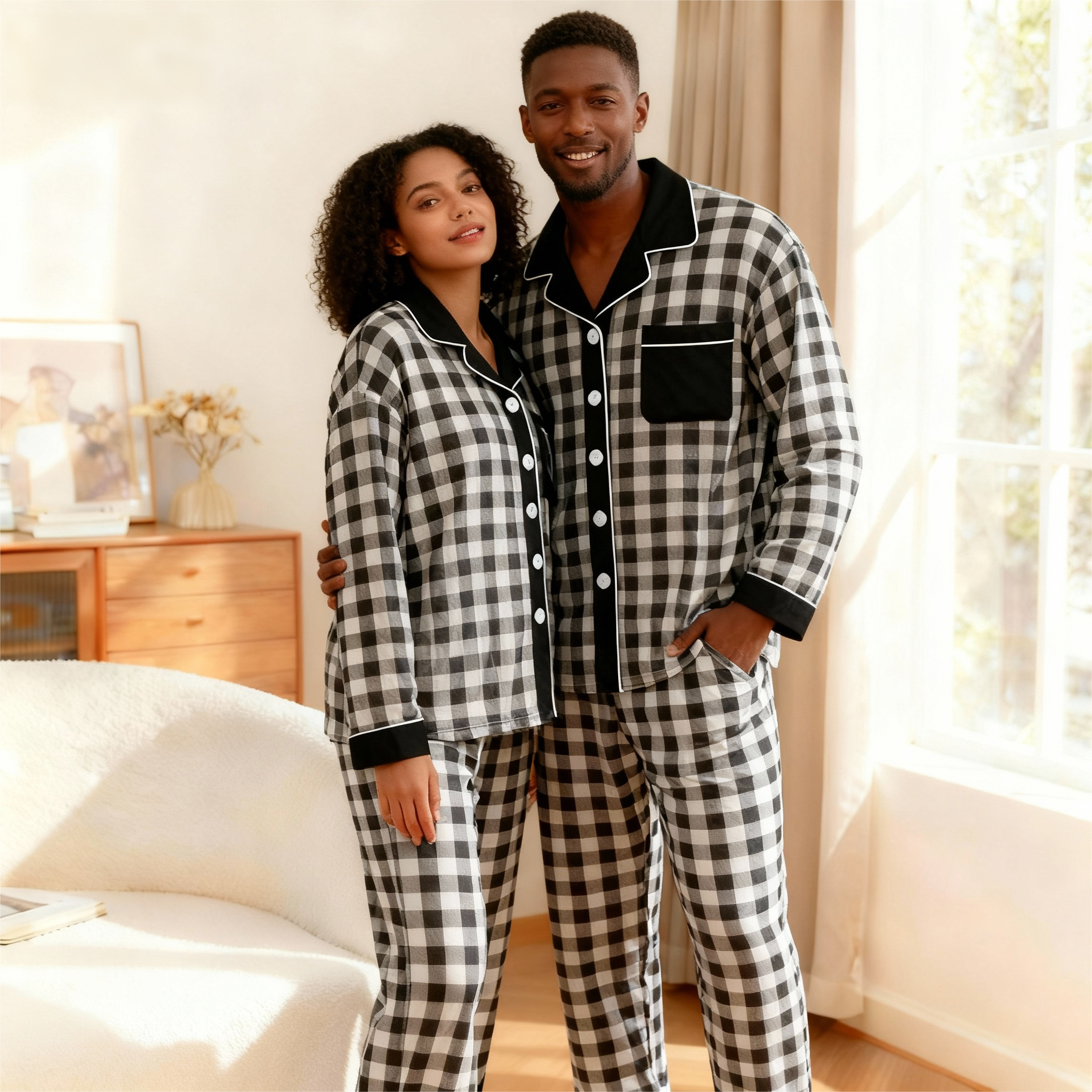 Family Button-Up Plaid Pajamas Set