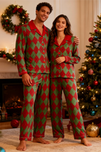 Family Button-Up Red&Green Pajamas Set