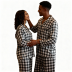 Family Button-Up Plaid Satin Pajamas Set