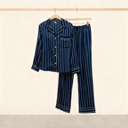 Elegant Satin Blue Pajama Set for Couple