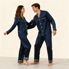 Elegant Satin Gray Pajama Set for Couple