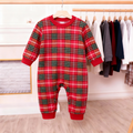 Festive Red and Green Plaid Button-Up Pajamas Set for Family