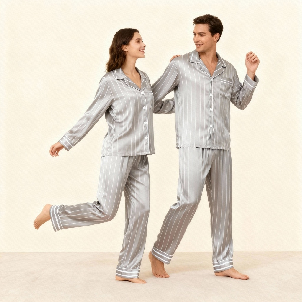 Elegant Satin Green Pajama Set for the Whole Family