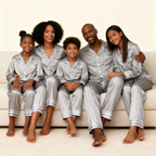 Elegant Satin Blue Pajama Set for the Whole Family