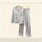Elegant Satin Gray Pajama Set for Couple