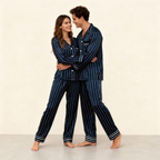 Elegant Satin Gray Pajama Set for Couple