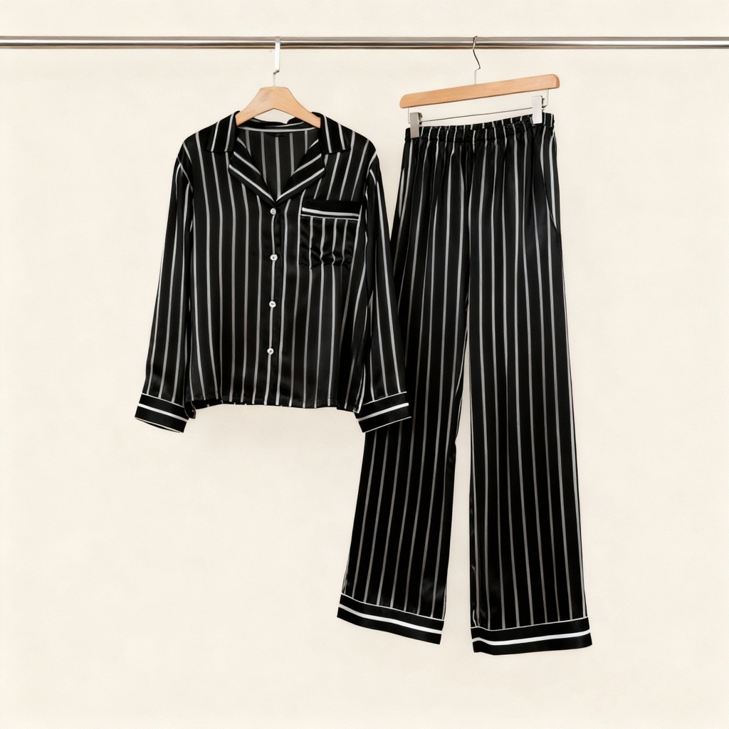 Elegant Satin Gray Pajama Set for Couple
