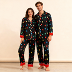 Holiday Family Button-down Satin Christmas Pajamas Set