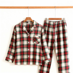 Matching Family Sleepwear Red Green Plaid Button Christmas Pajamas Set