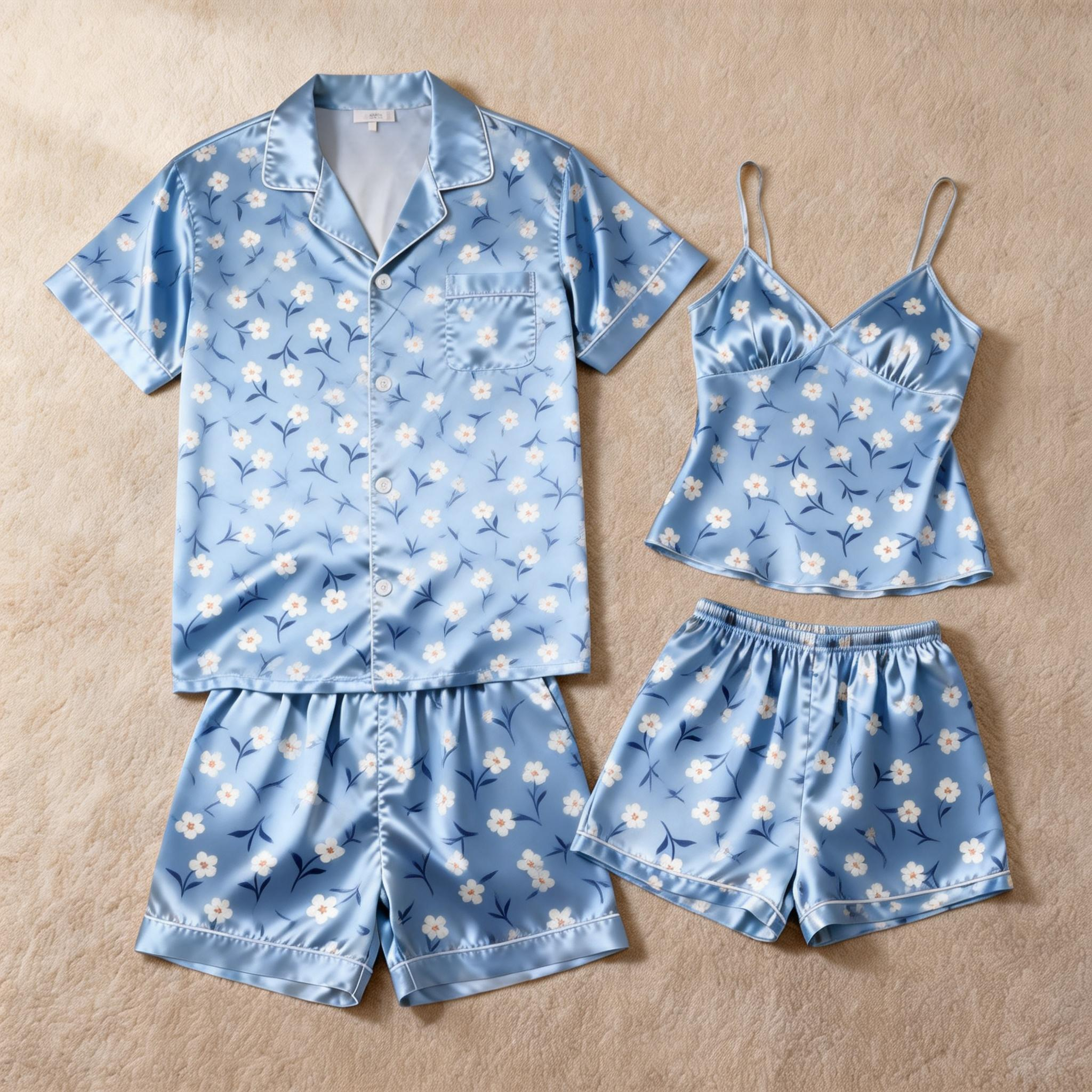 Classic Couple Satin Pajamas Short Set for a Cozy Night In