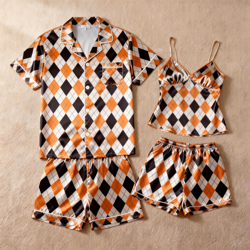Timeless Couple Pajamas in Glossy Satin Fabric
