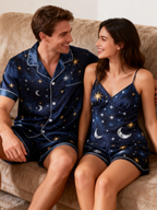 Matching Satin Pajamas Set for a Romantic Vacation
