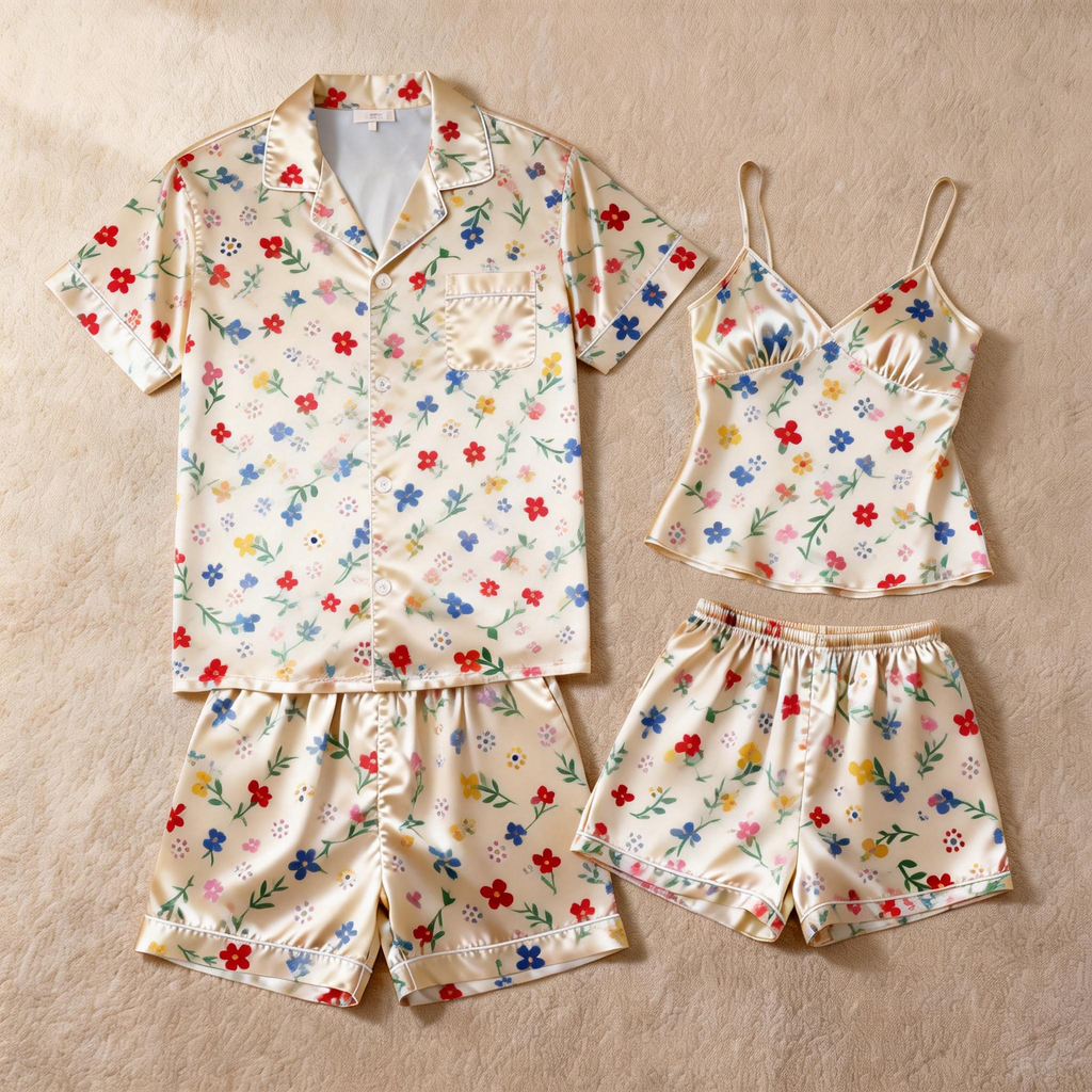 Matching Satin Pajamas Short Set for a Stylish Bedtime