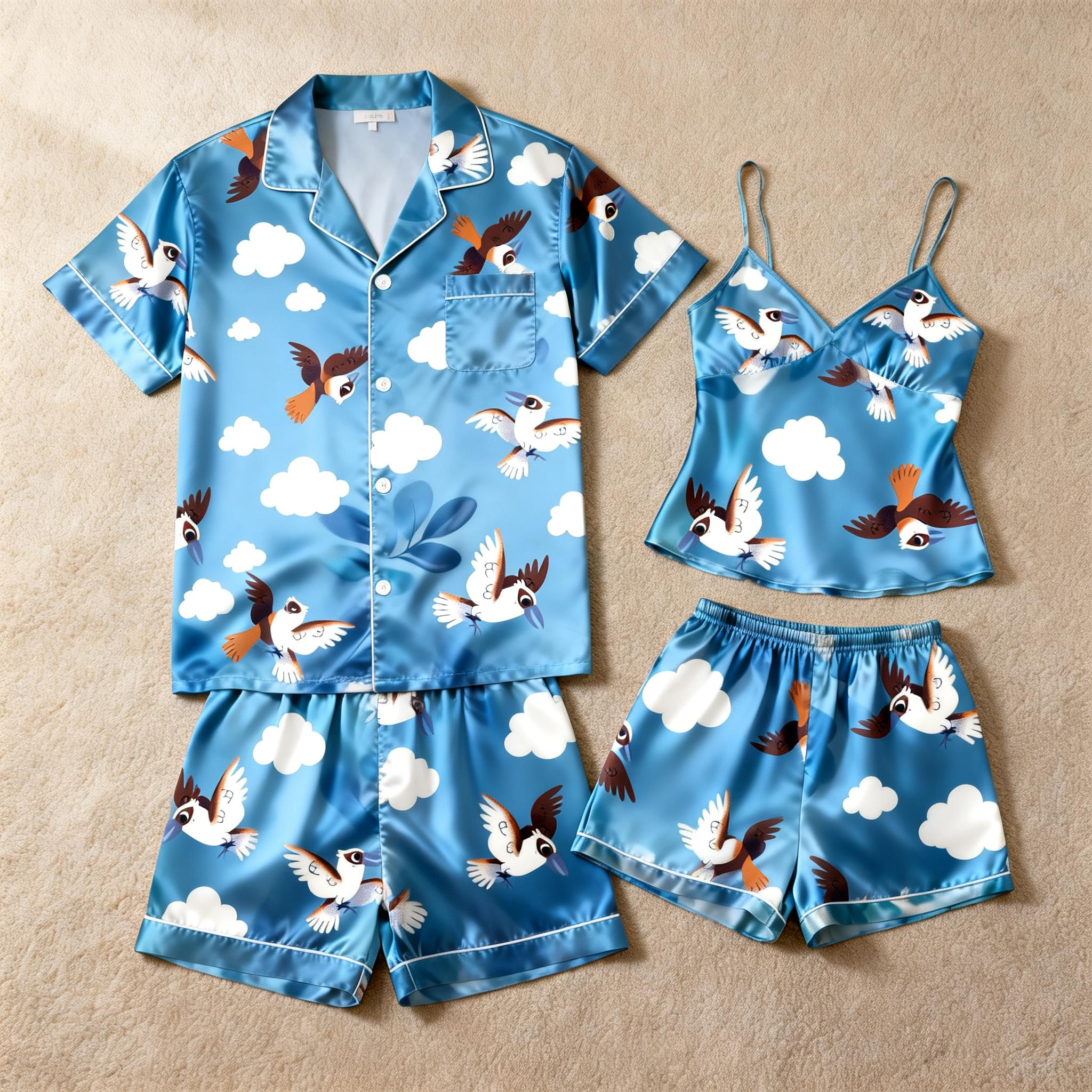 High-Quality Classic Satin Pajamas for Couple