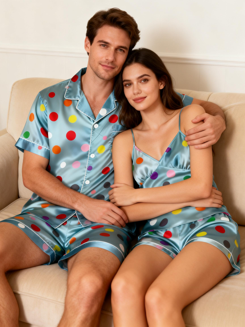 Share the Comfort: Couple Satin Pajamas Set