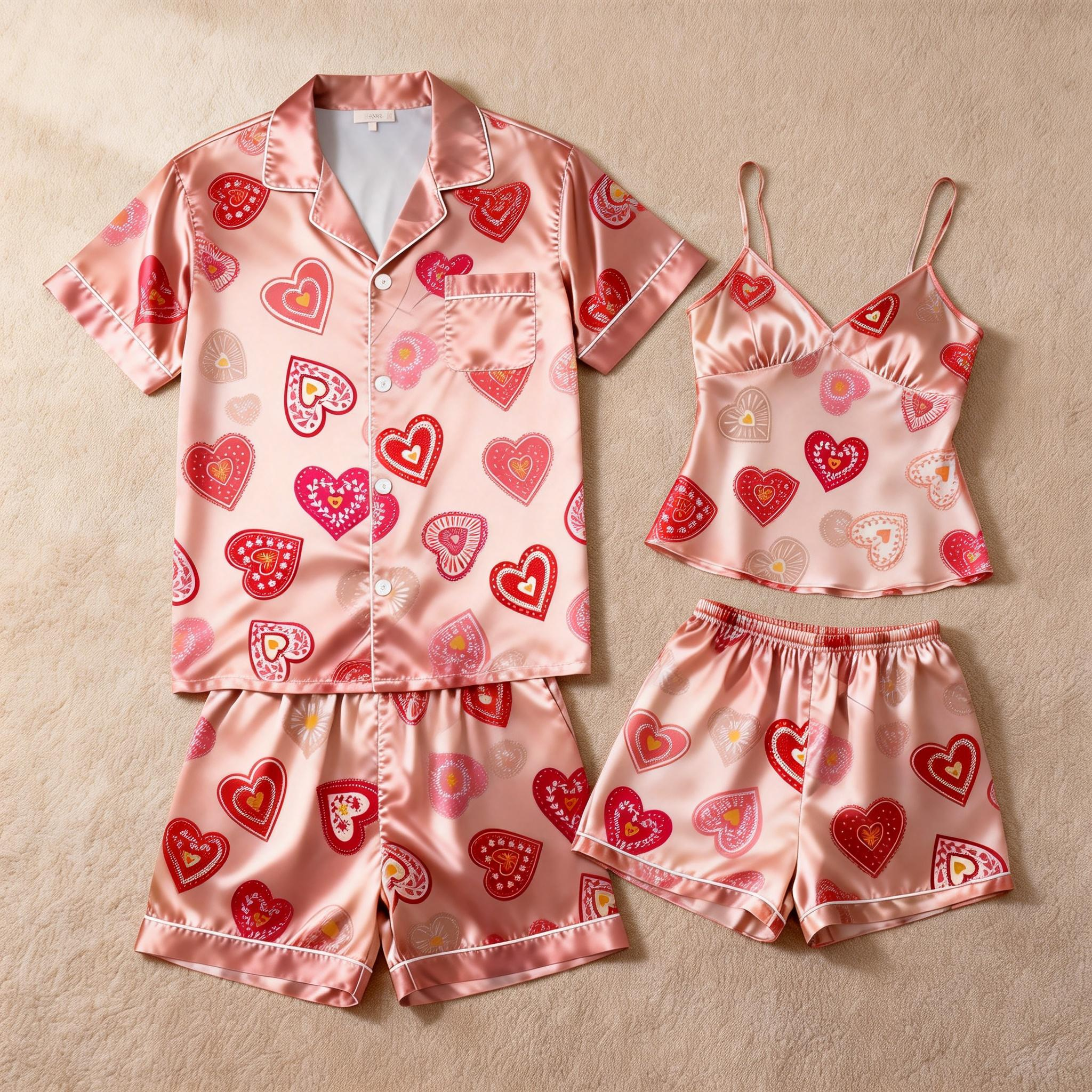 Ideal for Anniversaries: Matching Satin Couple Sleepwear