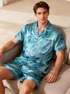 Couple Classic Floral Satin Pajamas Short Set