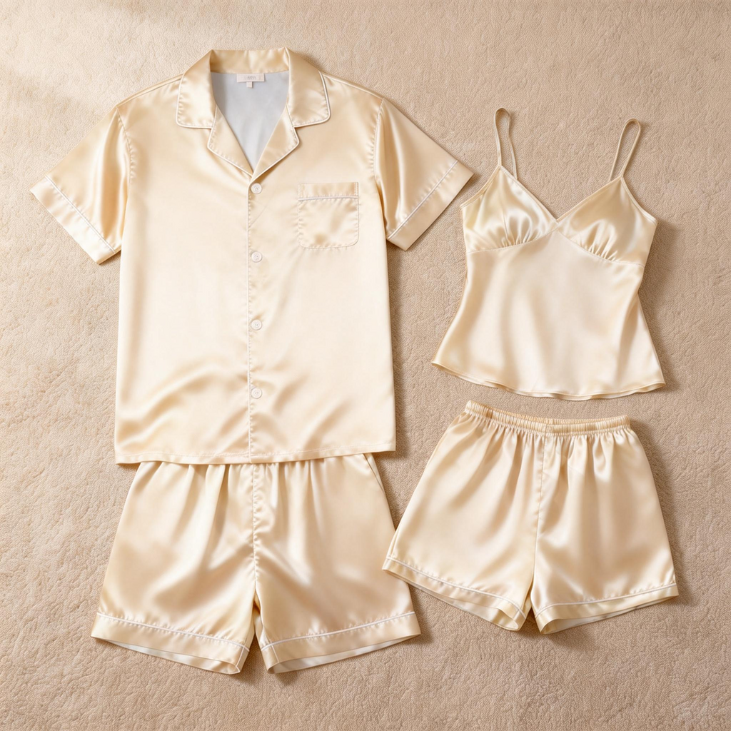 Relaxing Sleepwear: Satin Short Pajamas for Couples