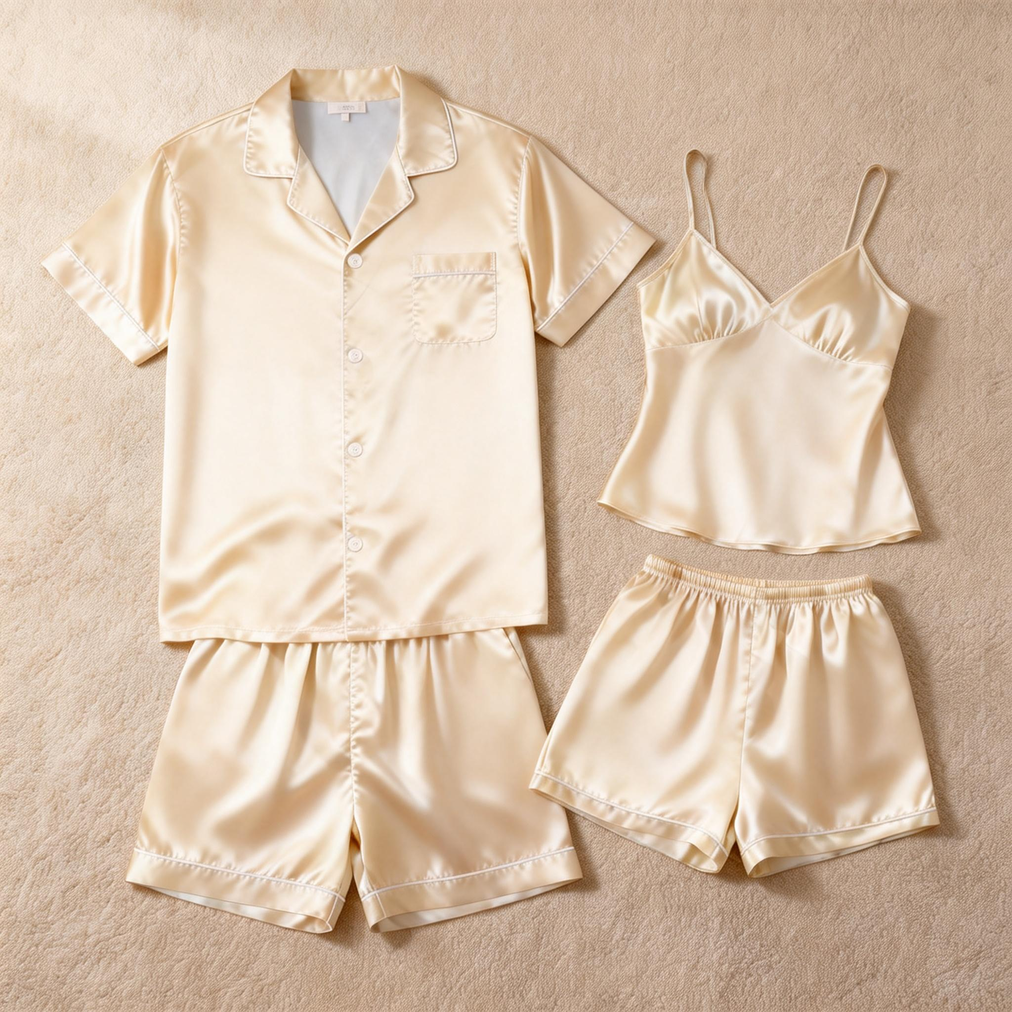 Relaxing Sleepwear: Satin Short Pajamas for Couples