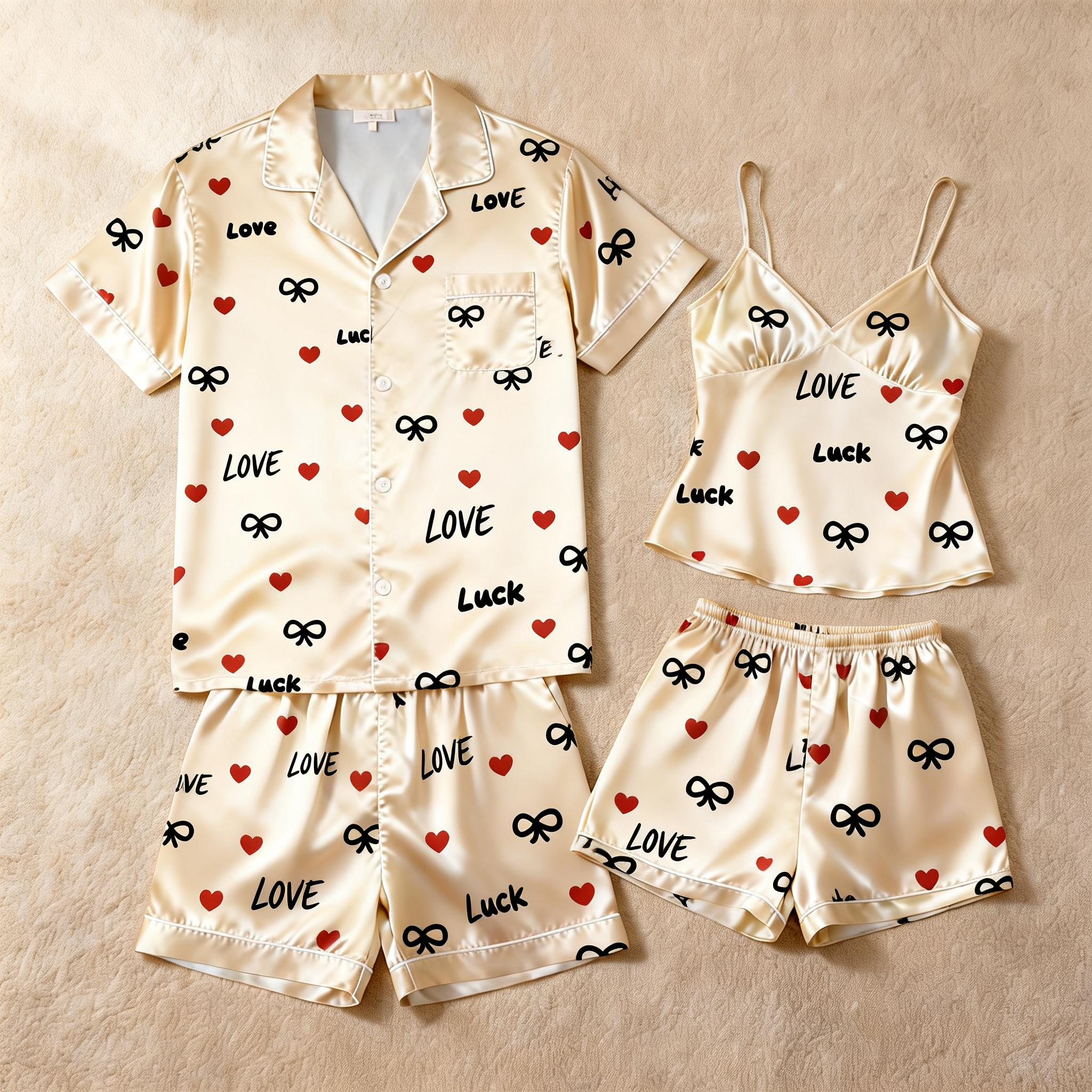 Fashionable Bedtime Attire: Satin Pajamas for Couples