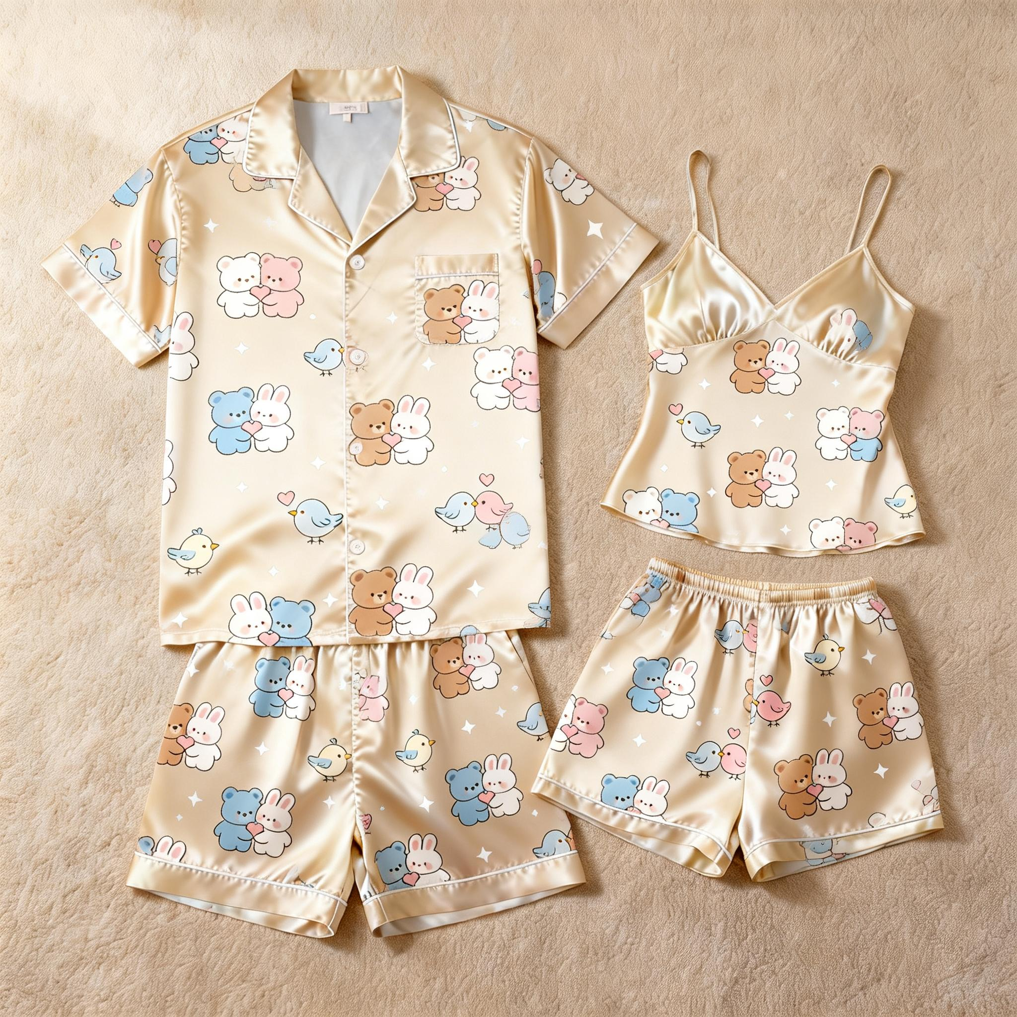 Premium Satin Fabric Women Pajamas Short Set