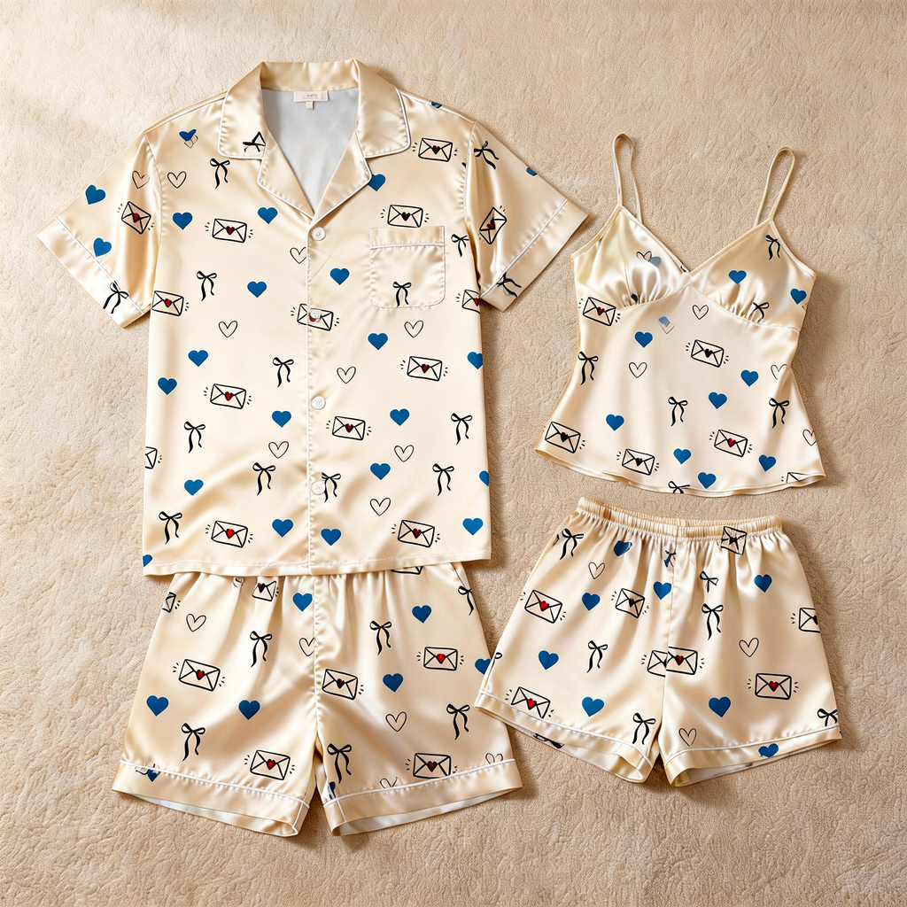 Perfect for Valentine's Day: Matching Satin Pajamas
