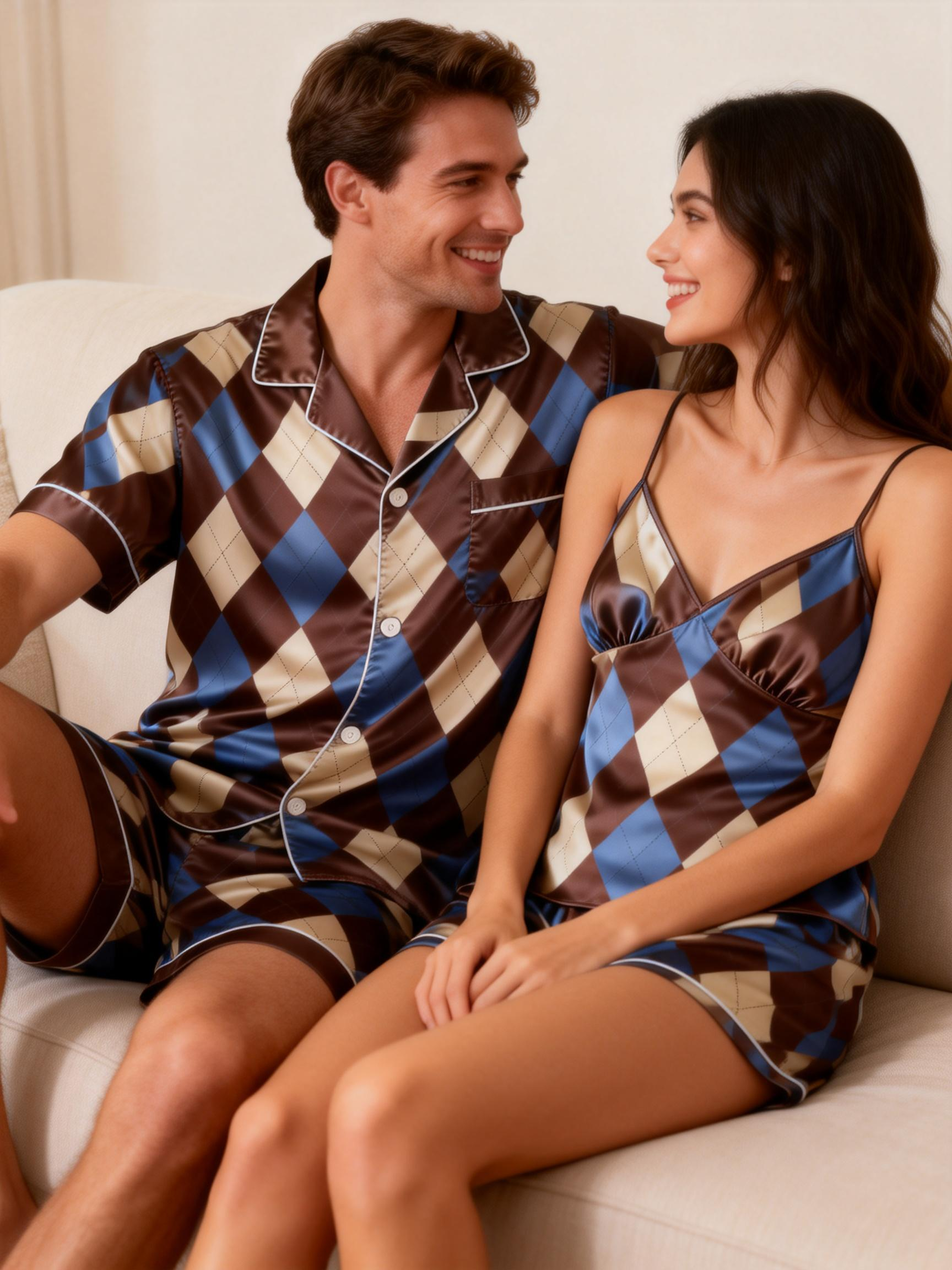 Stay Cool with Short Satin Pajamas for Couples