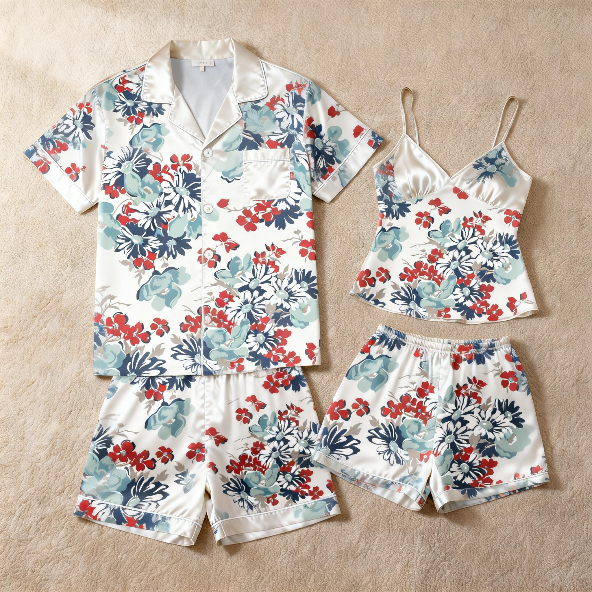 Lightweight Satin Pajamas for Couple